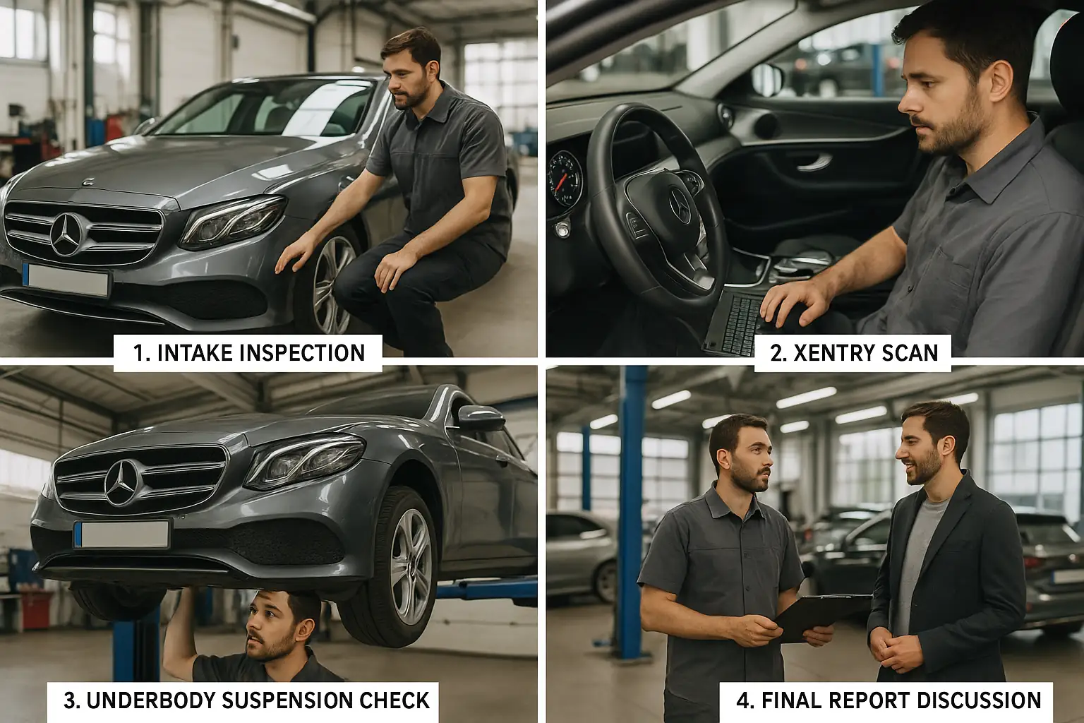 Процесс диагностики Mercedes W213