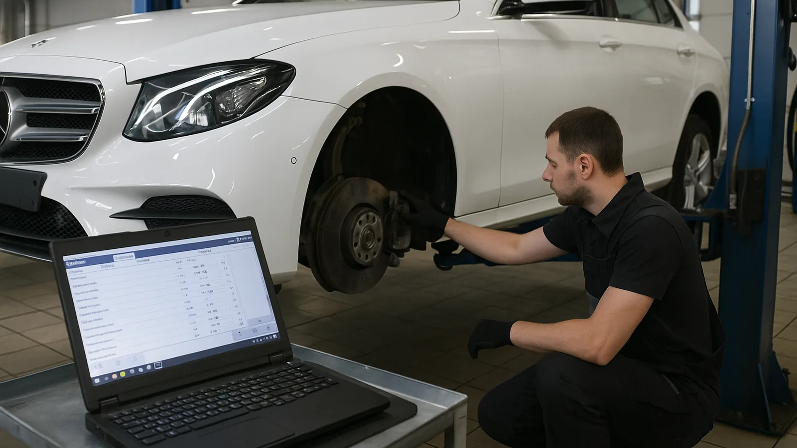 Процесс диагностики Mercedes W213